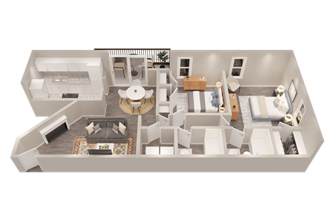 a floor plan of a house with a bedroom and a living room